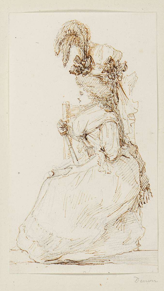 A Seated Woman Wearing a Feathered Hat